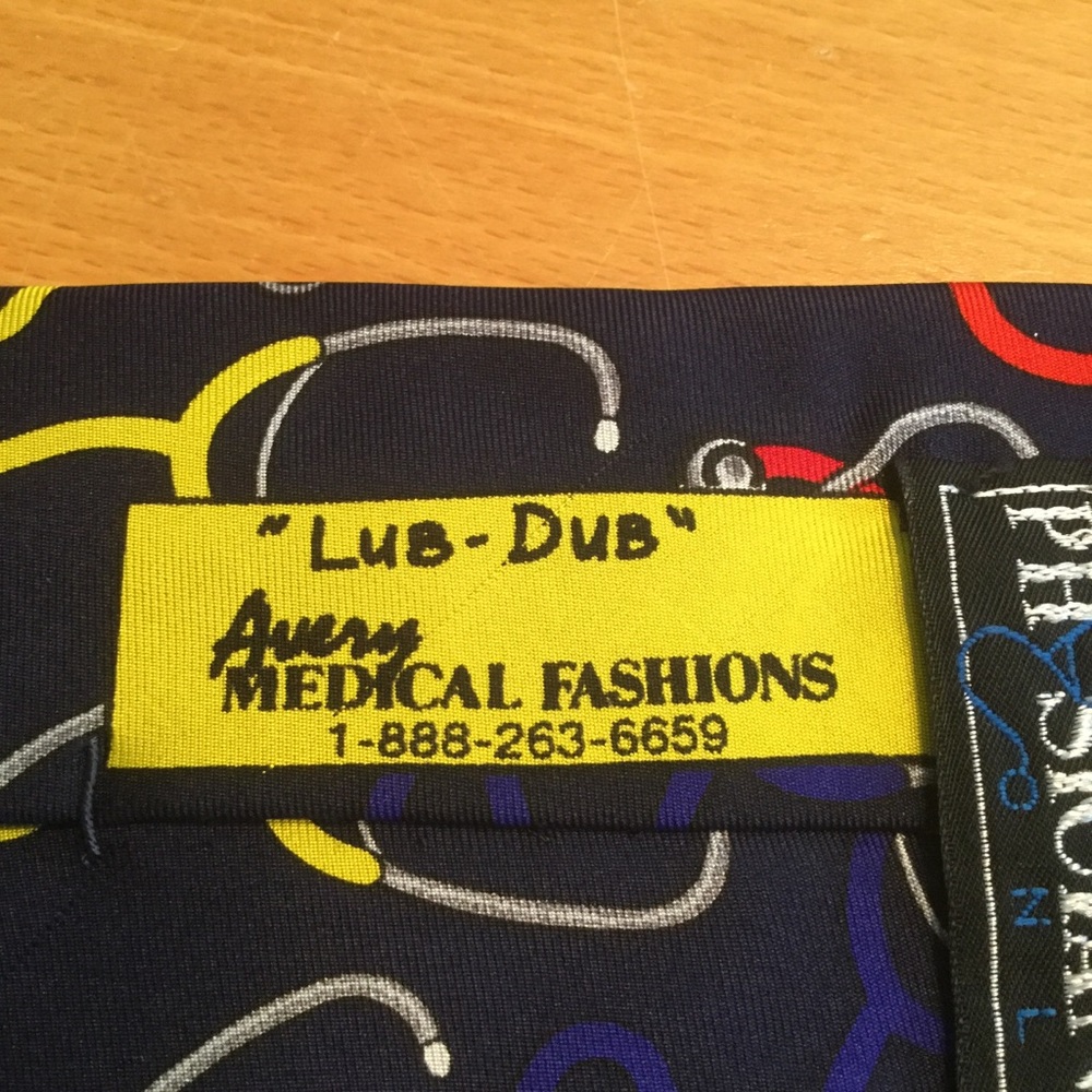 “Lub-Dub” STETHOSCOPES 100% silk, 57 “long tie medical doctor dr. Heart - Picture 4 of 6